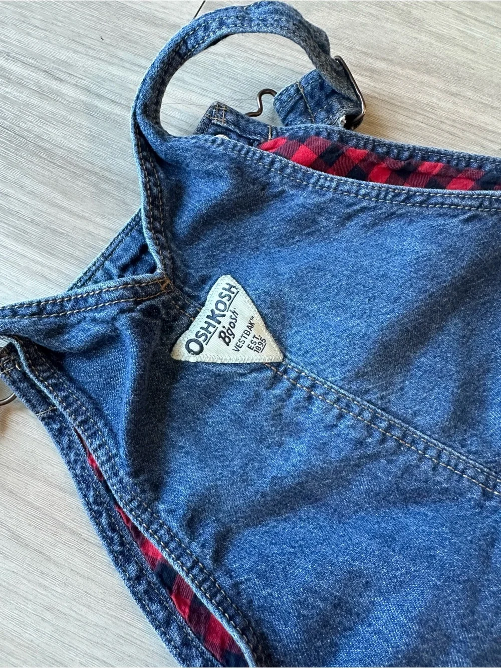 Vintage Oshkosh Kids Denim Plaid Overalls 5T